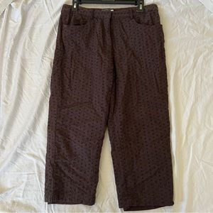 Brown Capri Eyelet Detailing Pants Trousers Talbots